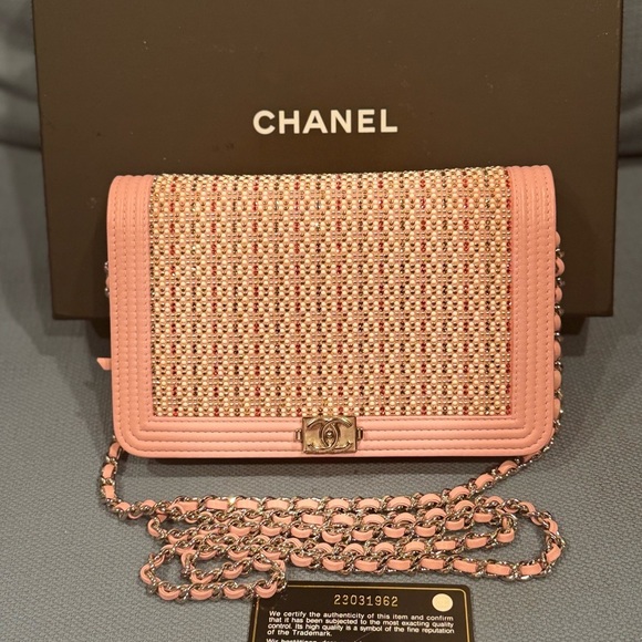 CHANEL Handbags - CHANEL Pink Crystal Boy WOC Lambskin Leather CC Crossbody Bag A80287 EUC COA LTD